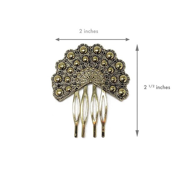 Mini Metal Flamenco Hair Comb Old Gold Spanish Style Updo Accessory